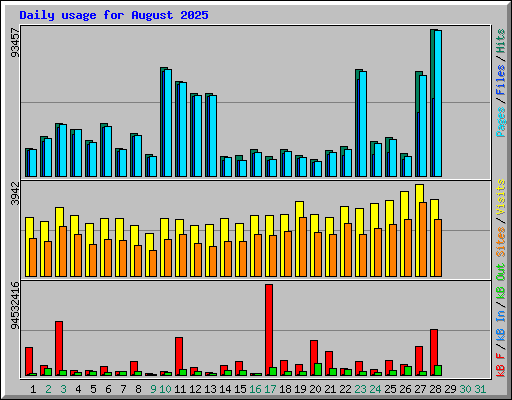 Daily usage for August 2025